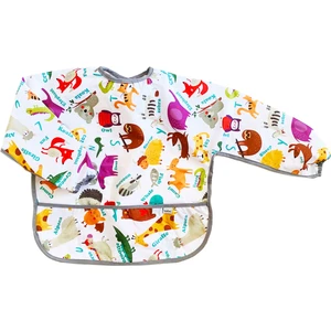2-4yaş, Zoo, Uzun Kollu, Cepli, Makinede Yıkanabilir Bebek Mama Önlüğü, Önlük