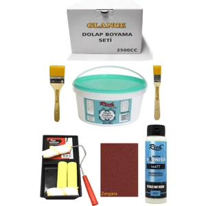 Rich 2500 cc 3,5kg Multi Surface Beyaz Dolap Boyama Seti Mobilya Boyama Seti Mat Vernik Tavarulo Set