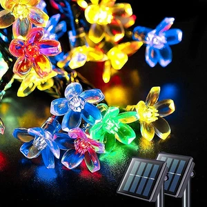 Güneş Enerjili LED Bahçe Aydınlatması 5m Renkli Kiraz(Rgb)  Solar LED Lamba Güneş Enerjili LED Lamba