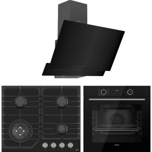 FryArt NT Asimetrik Serisi Siyah Ankastre Cam Set (D063 + NT025/W + XE63CS)