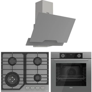 Fryart Nt Asimetrik  Serisi Gri Ankastre Cam Set (D065 + NT028/W + XE63CPR)
