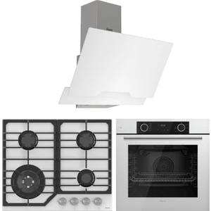 Fryart Nt Asimetrik Serisi Beyaz Ankastre Cam Ankastre Set (D064 + NT026/W + XE63CB)