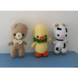 Design By Oykum designbyoykum 3'lü Minik Amigurumi Oyuncaklar (Inek+Civciv+Ayıcık)