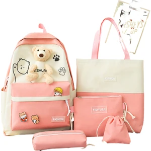 Sevimli Kore Sırt Çantası Sırt Çantası 5 Parça Takım (Yurt Dışından)