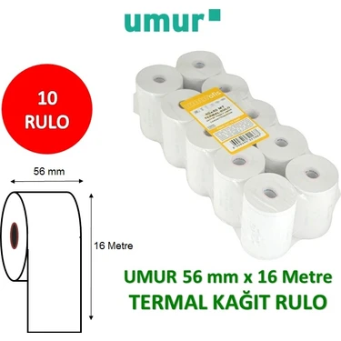 Umur Yazar Kasa Pos Rulosu 56 mm x 16 mt 10