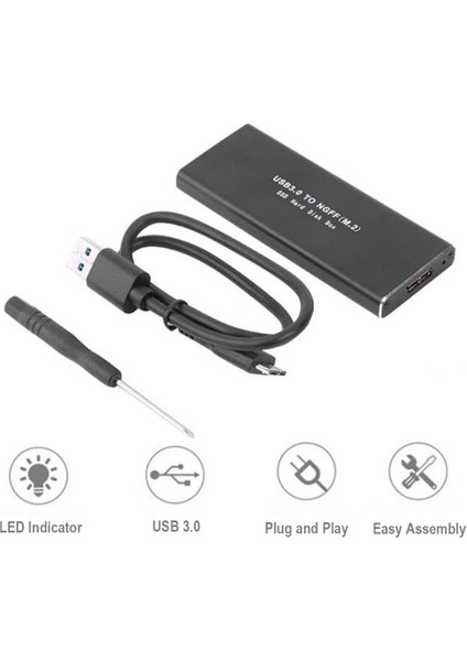 Alüminyum Alaşım USB 3.0 Ila M.2 Muhafaza Harici Muhafaza Siyah fiyatları