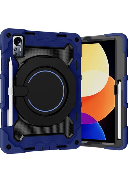 Xiaomi Pad 5 Pro 12.4 Zırh Kontrast Renk Silikon Pc Tablet Kılıfı (Lacivert) (Yurt Dışından)