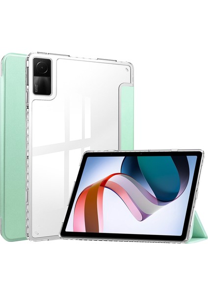 Xiaomi Redmi Pad Için 10.6 3 Katlı Açık Arka Kapak Deri Akıllı Tablet Kılıf (Nane Yeşil) (Yurt Dışından)