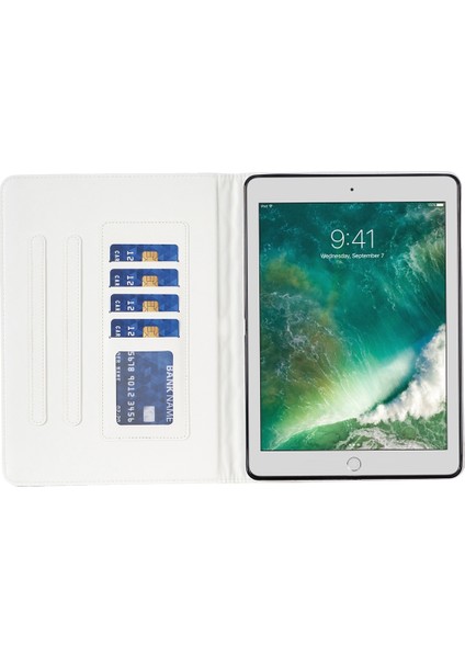 Ipad 8/7/6/5 Için 9,7 Inç Zarif Eşkenar Eşekli Doku Yatay Flip Deri Tablet Kasası (Beyaz) (Yurt Dışından)