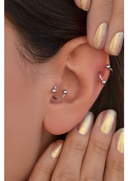 Kıvrımlı Çelik Spiral Piercing 6 mm Tragus Helix Kıkırdak Gümüş Renk