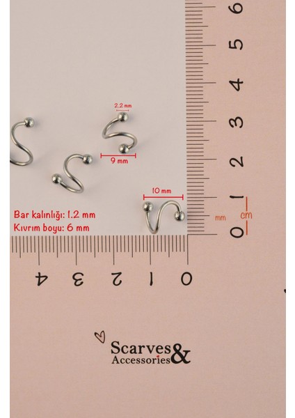 Kıvrımlı Çelik Spiral Piercing 6 mm Tragus Helix Kıkırdak Gümüş Renk fiyatları