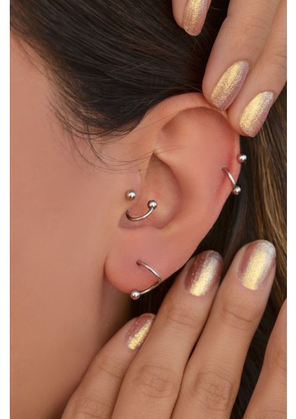 Kıvrımlı Çelik Spiral Piercing 6 mm Tragus Helix Kıkırdak Gümüş Renk fırsatları