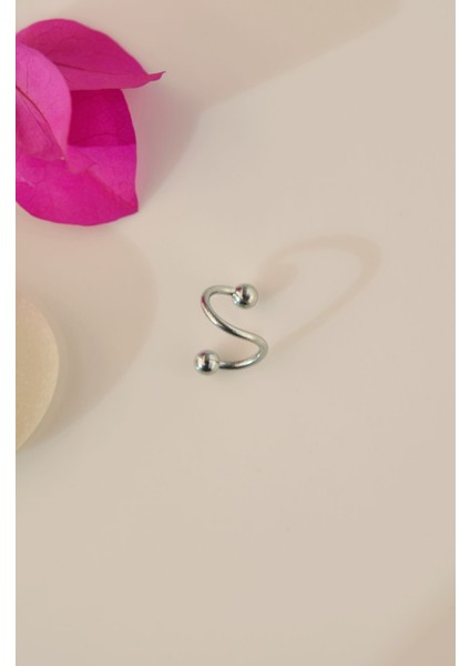 Kıvrımlı Çelik Spiral Piercing 6 mm Tragus Helix Kıkırdak Gümüş Renk indirimleri