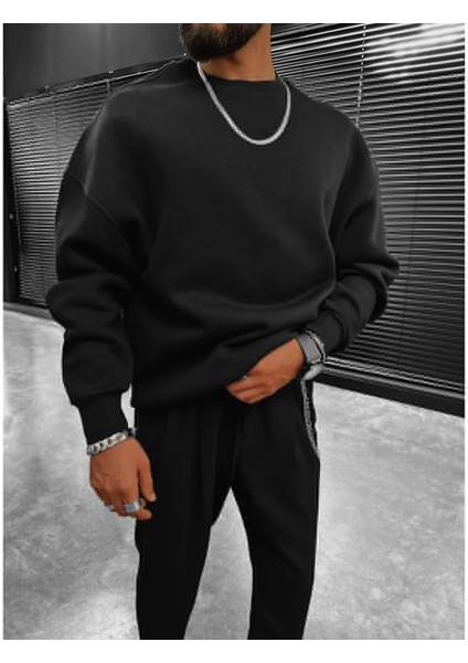 Erkek Kadın Oversize Bisiklet Yaka Sweatshirt Düşük Omuz % 100 Pamuk. Tiftiklenme Yapmaz.