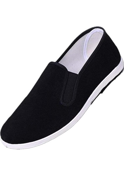 Pamuklu Kumaş Ayakkabı Loafer Siyah 42 (Yurt Dışından)