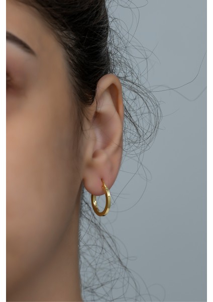 925 Ayar Gümüş 15 mm Gold Tamtur Küpe modelleri