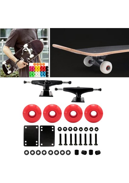 Strade Store Kaykay Kamyonlar 5 "tekerlekler 52MM Abec 9 Rulmanlar Cıvata Parçaları Kiti Kırmızı Tekerlekler (Yurt Dışından)