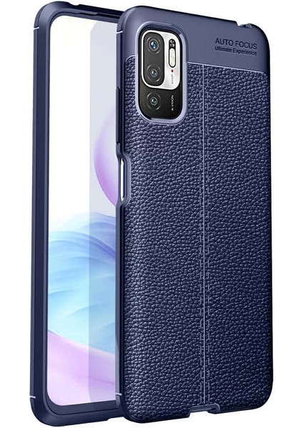 Xiaomi Poco M3 Pro Kılıf Rugan Armor Deri Görünümlü Niss Silikon Lacivert