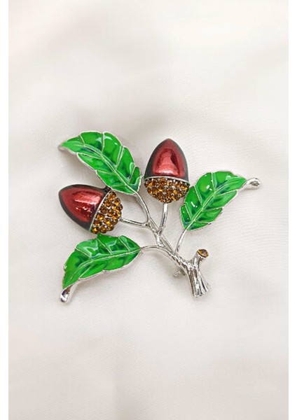 Yılbaşı Taşlı Palamut Iğnelik Broş