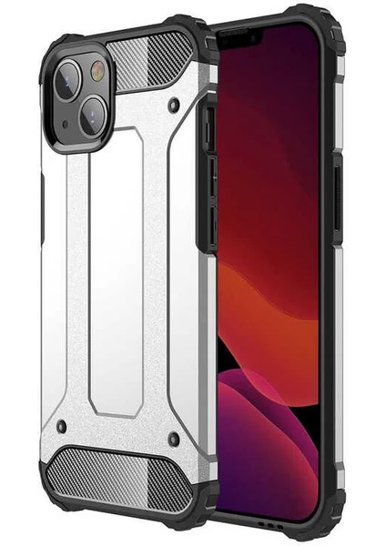 Apple iPhone 13 Mini Darbe Emici Kılıf Military Armor Çift Katman Köşe Korumalı Crash Silikon Tank Kapak Gri