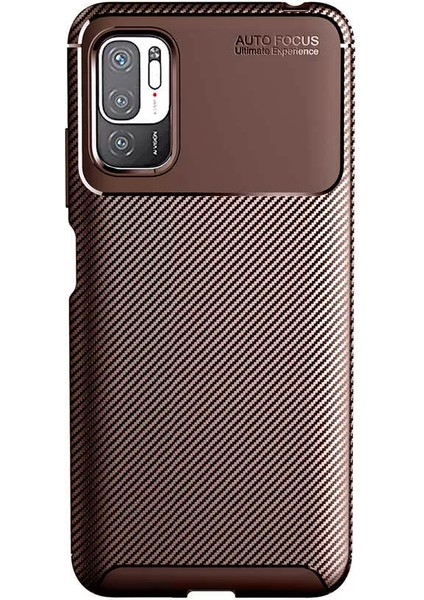 Xiaomi Poco M3 Pro Kılıf Karbon Dokulu Sert Silikon Arka Kapak Negro Kahverengi
