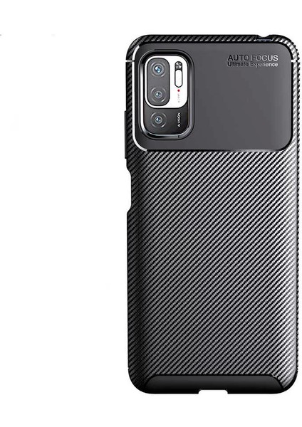 Xiaomi Poco M3 Pro Kılıf Karbon Dokulu Sert Silikon Arka Kapak Negro Siyah