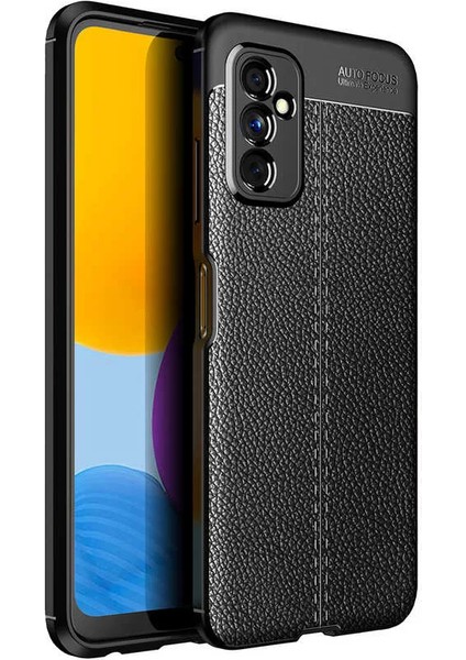Samsung Galaxy M52 Kılıf Rugan Armor Deri Görünümlü Niss Silikon Siyah