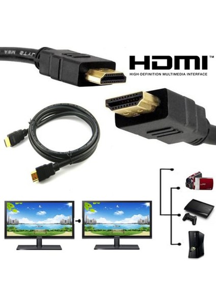 HDMI To HDMI 30CM Kısa HDMI Kablo Altın Uçlu Full Hd 3D LCD LED Ps3 Uydu Receiver