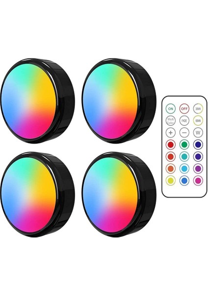 4 lü Set LED Aydınlatma Dekoratif RGB Gece Lambası 12 Renk Kumandalı