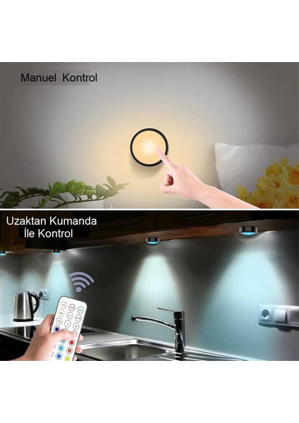 4 lü Set LED Aydınlatma Dekoratif RGB Gece Lambası 12 Renk Kumandalı