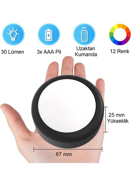 4 lü Set LED Aydınlatma Dekoratif RGB Gece Lambası 12 Renk Kumandalı