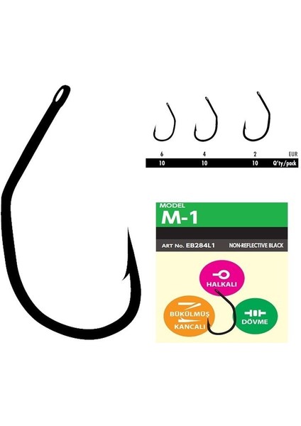 M1 Sazan Iğnesi Dövme Teflon Black 10'lu Paket Balıkmarketim fiyatları