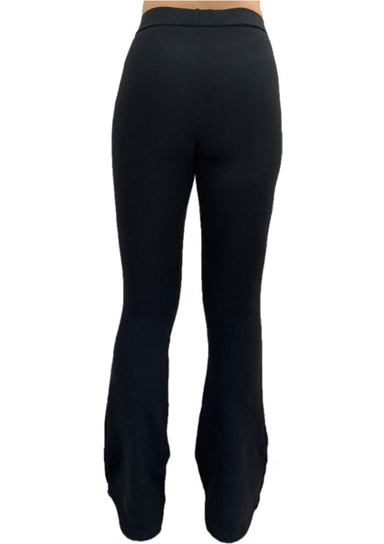Kadın Siyah Ispanyol Paça Tayt