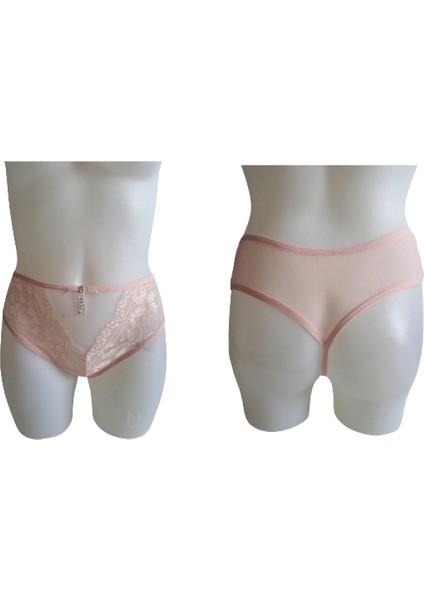 Elifimbutik Kırmızı-Lacivert-Pudradan Oluşan Süper 3'lü Dantelli Tanga Külot fırsatları