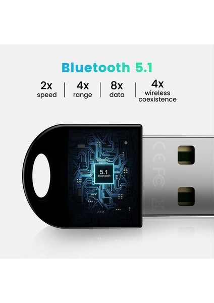 Zrh Bluetooth Adaptör 5.1 Edr Mini Dongle USB Bluetooth Adaptörü