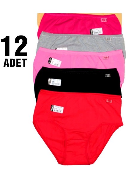 Renkli Likralı Kadın Bato Külot 12'li