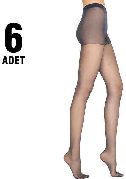 Likra Fit 15 Parlak Maxi Battal Külotlu Çorap 6'lı