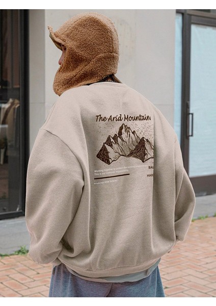 Kadın Arid Mountain Baskılı Oversize Sweatshirt