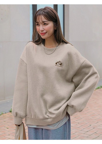 Kadın Arid Mountain Baskılı Oversize Sweatshirt