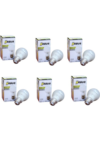 9 W Led Ampul Beyaz Işık 6'Lı Paket E27 Duy Led Lamba 800 Lümen