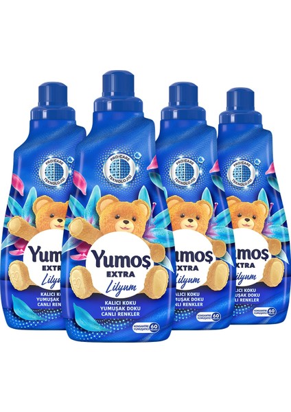 Extra Lilyum Konsantre Çamaşır Yumuşatıcı 1440 ml 60 Yıkama x 4 Adet