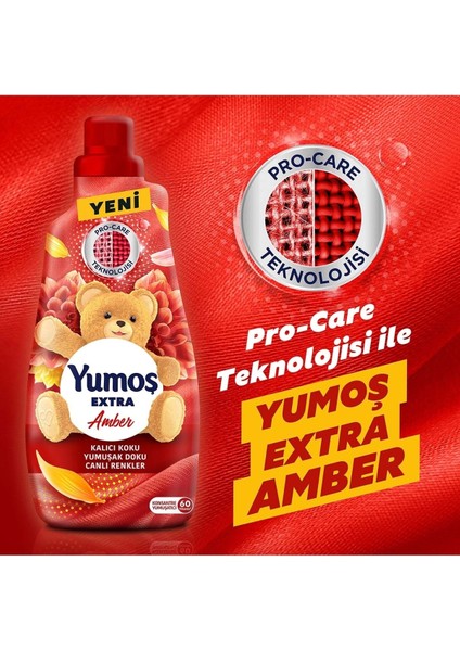 Extra Konsantre Çamaşır Yumuşatıcısı Amber 1440 ml 60 Yıkama 4ADET