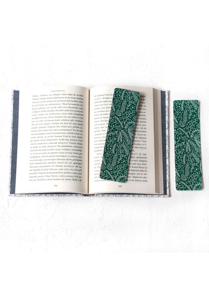 Yılbaşı kitap ayracı, yeşil yaprak 2 adet