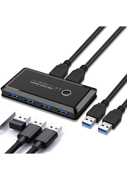 4686 USB 3.0 4 Port Hub 2 Kasa Pc Bilgisayar Kvm Switch Splitter Çoklayıcı