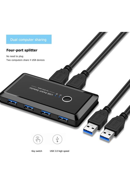 4686 USB 3.0 4 Port Hub 2 Kasa Pc Bilgisayar Kvm Switch Splitter Çoklayıcı