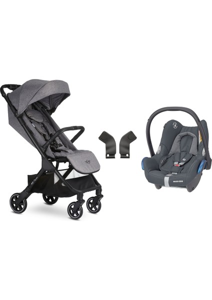 Mini By Easywalker Buggy Snap Kabin Boy Travel Sistem Bebek Arabası - Soho Grey, tek tuşla otomatik katlanan bebek arabası