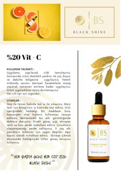 Black Shine Vitamin C Serum %20 - 30 ml