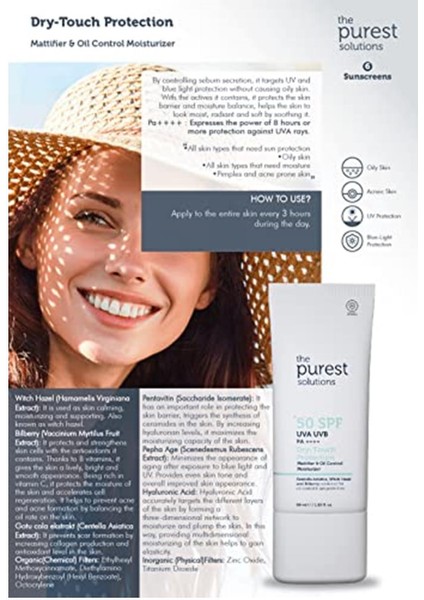 Yağlı Ciltler Için Mat Bitişli Güneş Kremi 50+ Spf Dry-Touch Protection - Mattifier & Oil Control M