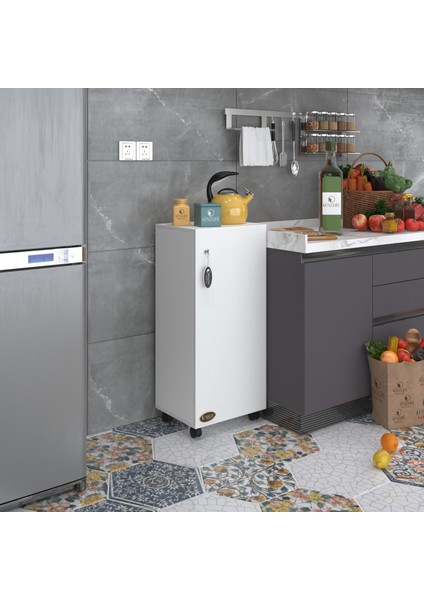Kenzlife mutfak dolabı zehra 088*030*032 byz kilitli tekerlekli banyo evrak ofis kitaplık ayakkabılık kiler