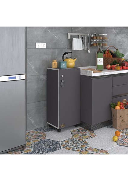 Kenzlife mutfak dolabı zehra 108*030*032 gri kilitli tekerlekli banyo evrak ofis kitaplık ayakkabılık kiler indirimleri